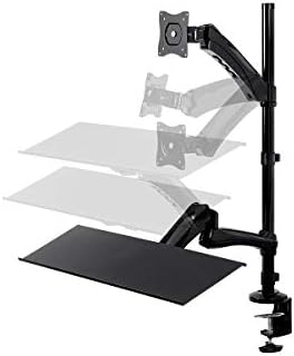 Monoprice Articulating Gas Spring Sit Stand Monitor and Keyboard Workstation Mount - for Displays 13in to 26in, VESA 75x75 to 100x100, Easy to Use, Compatible with Most Desks, Black