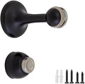 Magnetic Door Stop Wall Protector with Magnetic Tip, Design House Matte Black Steel Door Stoppers, 2-Pack, 189316-MB