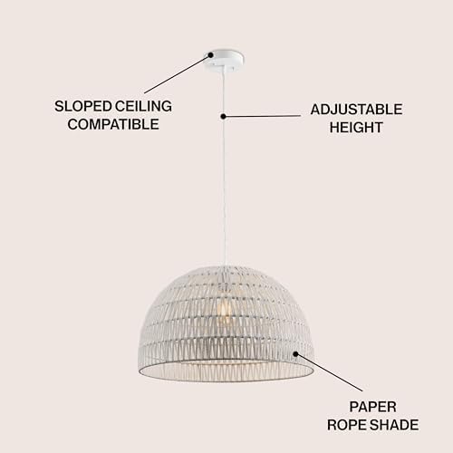 JONATHAN Y Campana 1-Light Pendant Dome Ceiling Lamp, 20", White