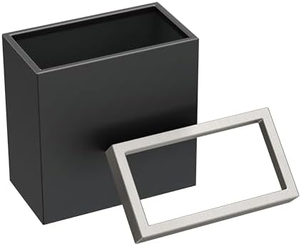 Gatco Small Bathroom Trash Can with Lid, Rectangle 3 Gallon Stainless Steel Wastebasket, Under Sink, Matte Black and Satin Nickel, for Bathroom, Bedroom, Office (1918SN)