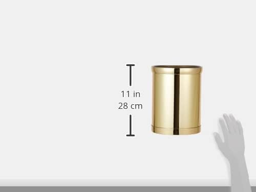 Kraftware Mylar Round Waste Basket, 11", Polished Brass Color