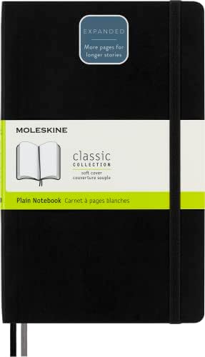 Moleskine Classic Expanded Notebook, Soft Cover, Large (5" x 8.25") Plain/Blank, Black, 400 Pages