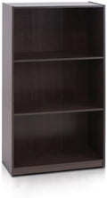 Furinno Basic 3-Tier Book Shelf with Open Shelves, Dark Brown
