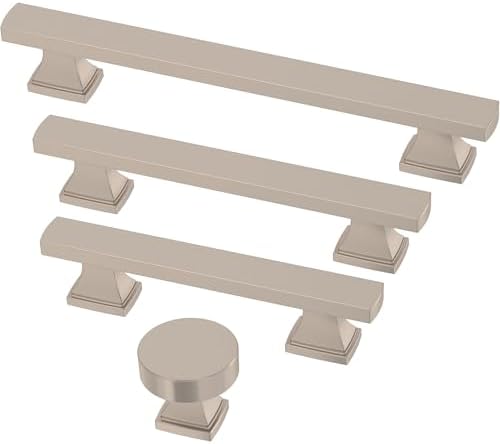 Franklin Brass 10 Pack Brushed Nickel Cabinet Knobs 1-1/16 inch (27mm) Kitchen Cabinet Handles and Drawer Knobs for Cupboards, Dressers, Furniture, Bathroom Vanity | Tiered Foot