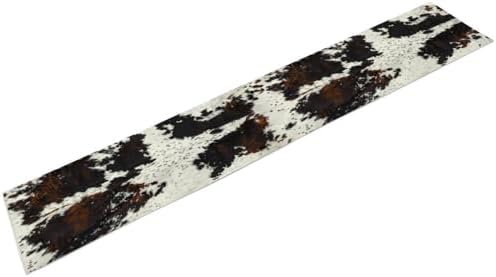 Cow Print Table Runner, Black White Cowhide Print Western Style Table Runner Country Farmhouse Cottage Cow Patten Table Decoration for Home Kitchen Dining, 13x108 Inch