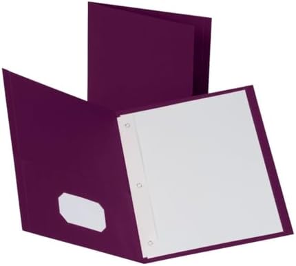 Oxford Two-Pocket Folders w/Fasteners, Burgundy, Letter Size, 25 per Box (57757)