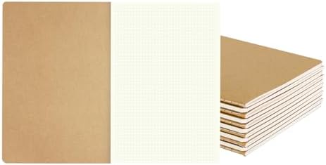zmybcpack 12 Pack Kraft Graph Paper Notebook, A5 Size, 8.26"x5.5",