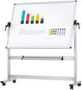 VIZ-PRO Rolling Whiteboard, 48" x 36" Mobile White Board with Stand