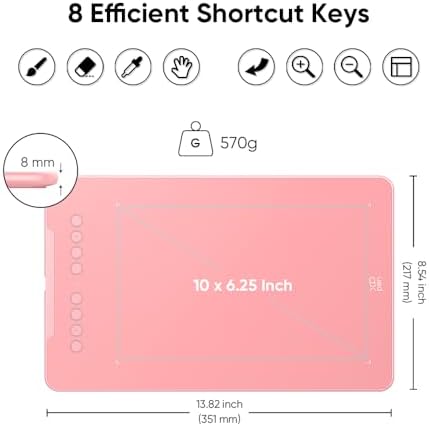 XPPen Deco 01 V3 10x6 Drawing Tablet | 16K Pressure Pen | Battery-Free Stylus | 8 Hotkeys | for OSU Gaming & Teaching | PC/Mac/Android/ChromeOS Compatible | Pink