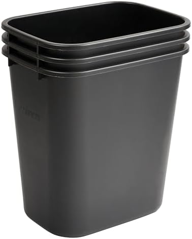 Winco 14 5/8" Black Plastic Waste Basket for Home and Office