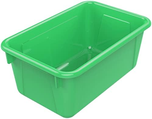 Storex Small Cubby Bins – Plastic Storage Containers for Classroom, 12.2 x 7.8 x 5.1 inches, Class Green, 5-Pack (62417A05C)