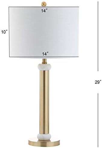 JONATHAN Y Gregory Table Lamp 27" Metal Marble Column Bedside, Brass Gold