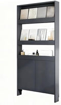 LINLIUA Behind the Door Bookshelf, 5 Shelf Behind Door Shelves with Storage, Space-Saving Wall Mount Narrow Bookcase Cabinet for Living Room Bedroom