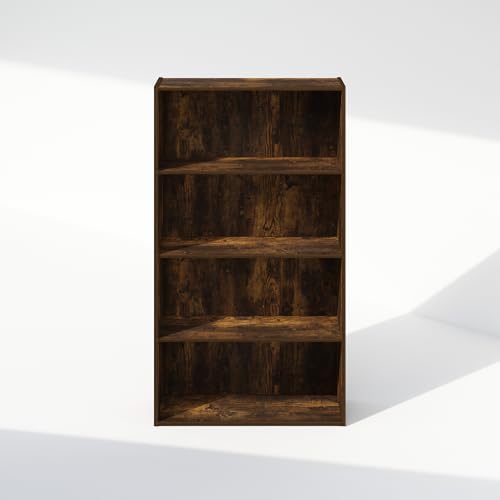 Furinno Simple Book Shelf, 4-Tier Bookshelf, Bookcase with Open Shelf, 9.4 x 23.6 x 41.7, for Living Room, Bedroom, Home Office, Amber Pine