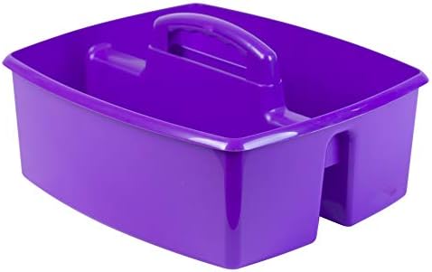 Storex 2-Compartment Large Craft Caddy – Multipurpose Classroom Organizer with Handle, Purple, 1-Pack (00955C06C)