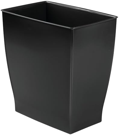 iDesign Small Plastic Bathroom Trash Can, Black