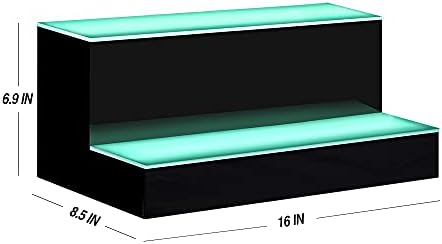 MESAlLUP Acrylic 16 Inch 2 Tier LED Liquor Bottle Display Shelf, Lighted Bar Shelves with APP or Remote Control, Mulit Color Lighting for Home Mini Bars Decor, Restaurants & Party Use