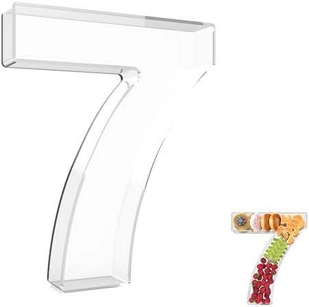 13.8" Extra Large Acrylic Number Charcuterie Board Box, Reusable Fillable Number Cake Candy Dish Display Serving Tray for Birthday Anniversary Party Decoration (7)
