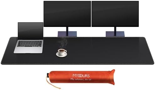 Mydours PU Leather Desk Pad, Large XXL 67"x15.7" Mouse Mat, (Black)