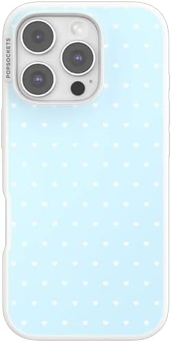 PopSockets iPhone 16 Pro Phone Case with MagSafe- Sweet Heart Blue | Magnetic, Wireless Charging, Camera & Drop Protection, Blue, Phone, Women