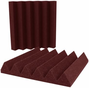 Foam Factory Inc 24 Pack Color Acoustic Foam Panel Studio Soundproofing Wedge Wall Tiles 12” X 12” X 2” (Burgundy)