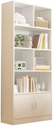 Closed Back Cabinet Wood Standard 9.5'' Wide Bookcase Bookshelf Storage Rack Multi-Layered Storage Shelf Cabinet Display Unit Integrated Against the Wall White 23.6" L x 9.4" W x 70.9" H
