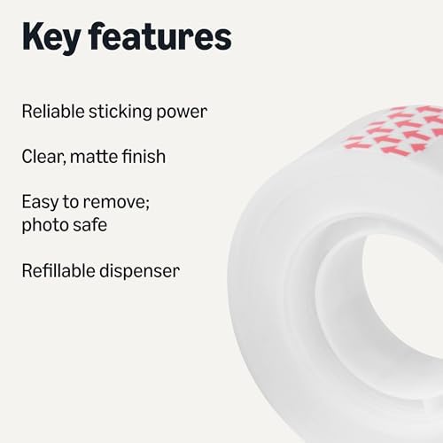 Amazon Basics Matte Finish Invisible Tape, 3/4" x 1000" (27.78 Yards), Translucent, 24-Pack