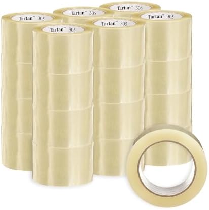 3M Tartan Box Sealing Tape 305, Clear, 2.83 in x 109.36 yds (72 mm x 100 m)
