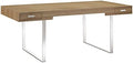 Modway Tinker Contemporary Modern Wood and Stainless Steel Office Desk With Two Drawers in Natural