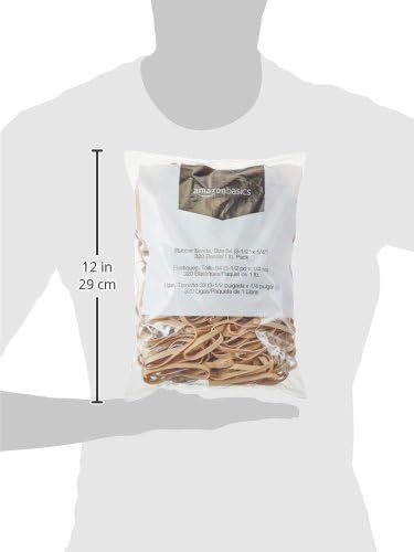 Amazon Basics Rubber Bands, Office Supplies, Size 64 (1/4"), 320 Bands/1 lb Pack, 3-Pack, Tan
