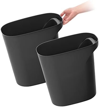 IRIS USA Small Trash Can |Made in USA| 6 Gallon/24 Qt (2-Pack) - Black