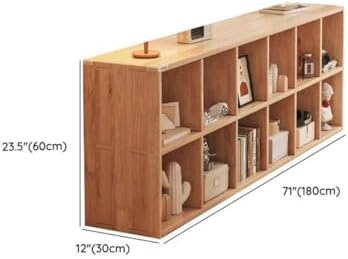 Unfinished Color Pine Book Rack 2/3/4-Tier Storage Solid Wood Cabinet, Pine Wood Storage Shelving Unit 8-Compartment Square Grid Cabinet Low Bookshelf Natural Finish 70.9"L x 11.8"W x 23.6"H