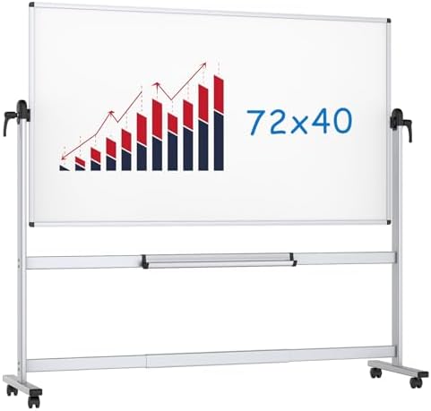 VIZ-PRO Double-Sided Magnetic Mobile Whiteboard, 72" x 40"