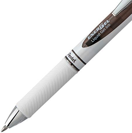 Pentel EnerGel Pearl Retractable Liquid Gel Pen, 0.7mm Black/Blue/Violet Ink, 12 Pack (BL77W12C)