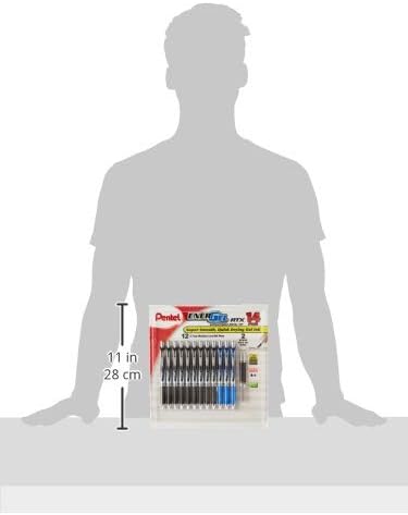 Pentel EnerGel RTX Retractable Metal Tip Pen, 0.7mm, 9 Black Ink, 3 Blue Ink with 2 Refills (BL77O14C)