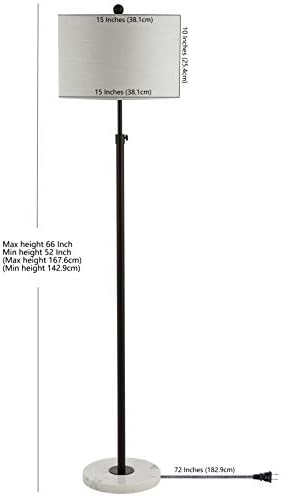 JONATHAN Y June 66" Adjustable Metal Marble Floor Lamp, Oil Rubbed Bronze