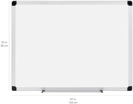 Amazon Basics Magnetic Dry Erase Whiteboard, 36 x 48-inch, Aluminum Frame, Silver/White, Easy to Install