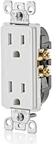 Leviton 15 Amp Decora Tamper-Resistant Duplex Electrical Wall Outlet, 10 Pack, T5325-WMP, White