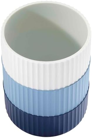 IZOD - Wastebasket, Trash Can for Home, Resin Bathroom Accessories, Dorm Room Essentials, Striped Bathroom Decor (Clubhouse Collection, Blue)
