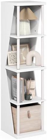 Furinno Flexi Book Shelf, 4-Cube Bookshelf, Standing Bookcase, White