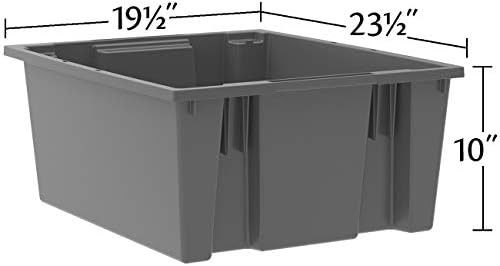 Akro-Mils 35225 Nest and Stack Plastic Storage Bins, Heavy Duty Industrial Strength Totes for Storage, Transportation and Material Handling Boxes, 23-1/2" L x 19" W x 10" H, Blue, 3-Pack