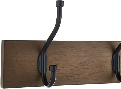 Amazon Basics Rectangular Farmhouse Wall-Mounted Coat Rack for Entryway and Bedroom, Storage Organizer, 5 Hooks, Barnwood