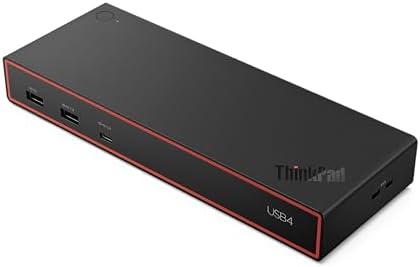 Lenovo ThinkPad USB4 Dock 5000, 40Gbps Bandwidth, Universal Compatibility, 65W Charging, Multiple Display Support, Black