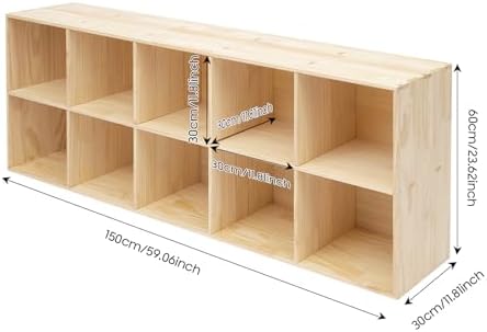 10 Cube Storage Organizer - Solid Wood Bookshelf - Cube Shelf - Vertical or Horizontal Bookcase - Open Book Shelf - Easy Assembly for Bedroom, Living Room, Office