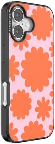 PopSockets iPhone 17 Phone Case with MagSafe- Floating Florals | Magnetic, Wireless Charging, Camera & Drop Protection, Hot Pink, Flower, Floral