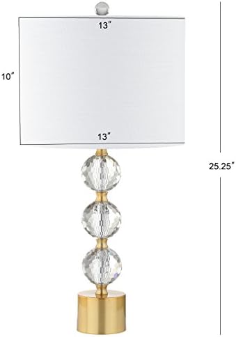 JONATHAN Y Ashley Crystal Faceted Orb Table Lamp 25.25", Clear/Brass Gold