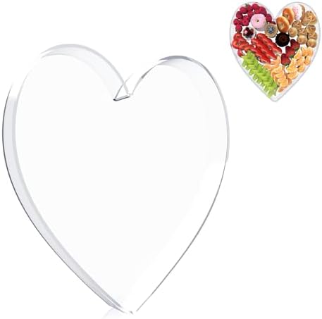 13.8" Acrylic Heart Shaped Charcuterie Board, Heart Plates for Dessert Appetizer Display, Love Serving Tray for Valentines Day Birthday Anniversaries Table Decorations Supplies