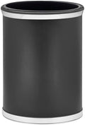 Kraftware Sophisticates Oval Wastebasket with Plastic Liner, Adding Classic Style to The Bathroom and All Other Rooms in The Home or Office, 13 Quart Capacity, Black with Polished Chrome Trim