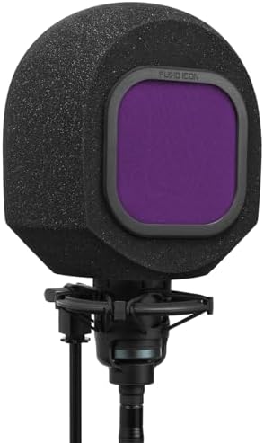Soundbox Vocal Recording Isolation Booth | Portable Microphone Shield, Pop Filter for Studio-Quality Sound | Singing, Podcasting, Acoustic High-Density Foam Ball, Mic Soundproof Box (Twilight Purple)