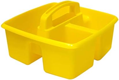 Storex 3-Compartment Small Caddy – Multipurpose Classroom Organizer with Handle, Yellow, 6-Pack (00950U06C)